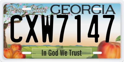 GA license plate CXW7147