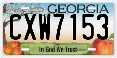 GA license plate CXW7153