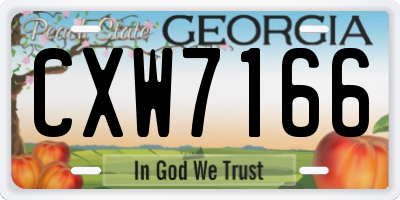 GA license plate CXW7166