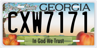 GA license plate CXW7171