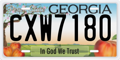 GA license plate CXW7180
