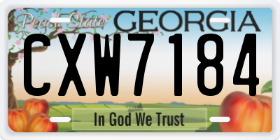 GA license plate CXW7184