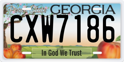 GA license plate CXW7186