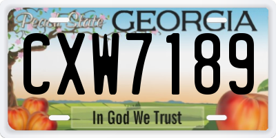GA license plate CXW7189