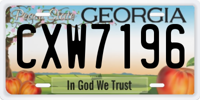 GA license plate CXW7196
