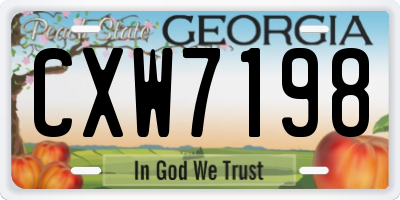GA license plate CXW7198