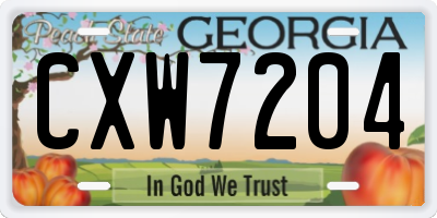 GA license plate CXW7204