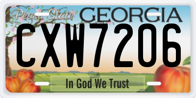 GA license plate CXW7206