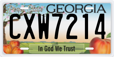 GA license plate CXW7214
