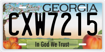 GA license plate CXW7215