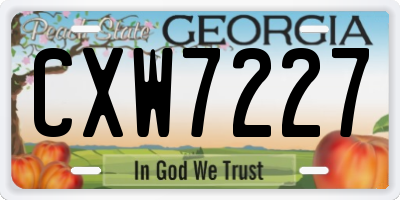 GA license plate CXW7227