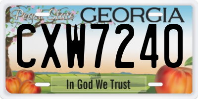 GA license plate CXW7240
