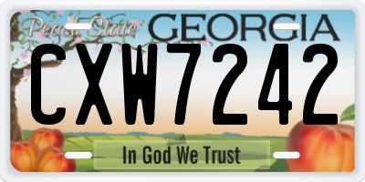 GA license plate CXW7242