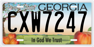 GA license plate CXW7247