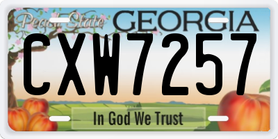 GA license plate CXW7257