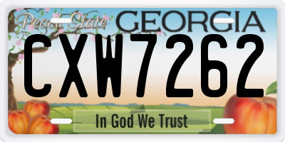 GA license plate CXW7262