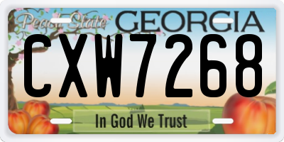 GA license plate CXW7268