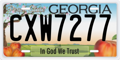 GA license plate CXW7277