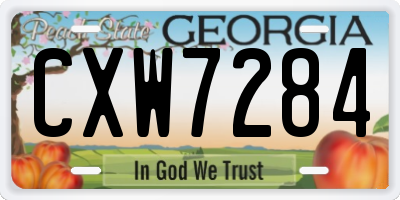 GA license plate CXW7284
