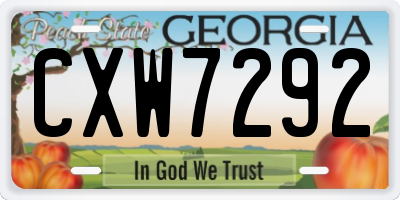 GA license plate CXW7292