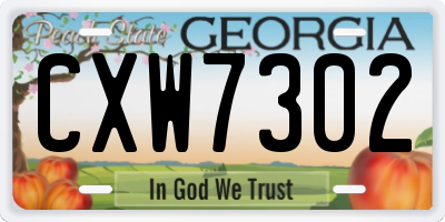 GA license plate CXW7302