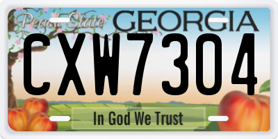 GA license plate CXW7304
