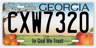 GA license plate CXW7320