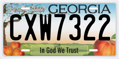 GA license plate CXW7322