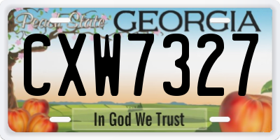 GA license plate CXW7327