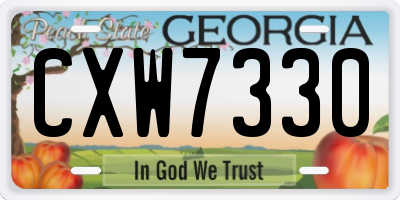 GA license plate CXW7330