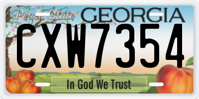 GA license plate CXW7354