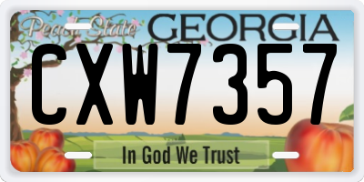 GA license plate CXW7357