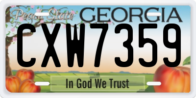 GA license plate CXW7359