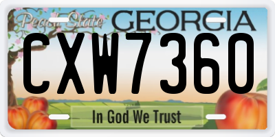 GA license plate CXW7360