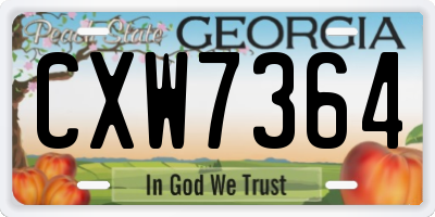 GA license plate CXW7364