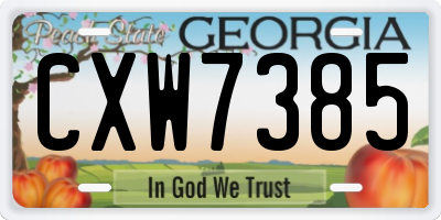GA license plate CXW7385