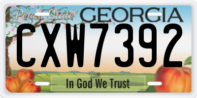 GA license plate CXW7392