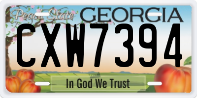 GA license plate CXW7394
