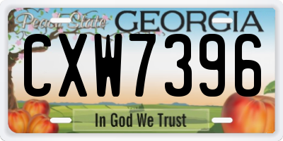 GA license plate CXW7396
