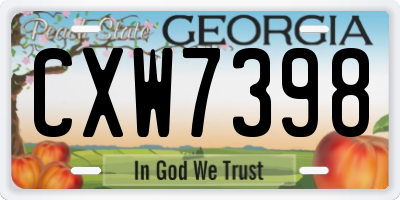 GA license plate CXW7398