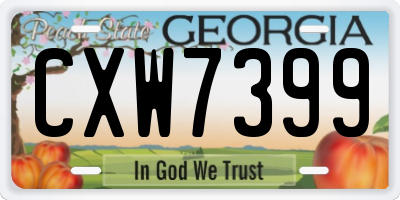 GA license plate CXW7399