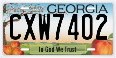 GA license plate CXW7402