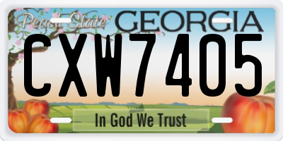 GA license plate CXW7405