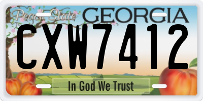 GA license plate CXW7412