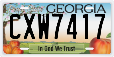 GA license plate CXW7417