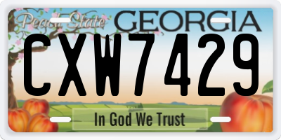 GA license plate CXW7429