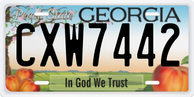 GA license plate CXW7442