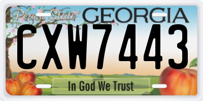 GA license plate CXW7443