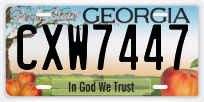 GA license plate CXW7447