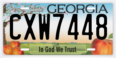 GA license plate CXW7448
